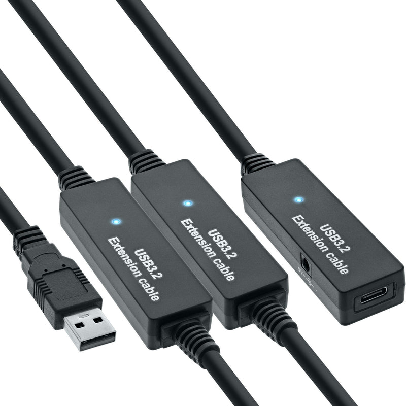 Inline® USB 3.2 GEN.1 Active Extension, USB-A Male a USB-C Female 15M