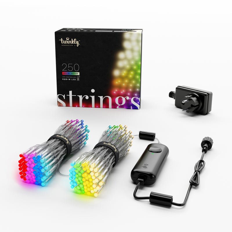 Twinkly Strings Cuerda Luces 250 RGB + W, Cable Transparent Plug Type F