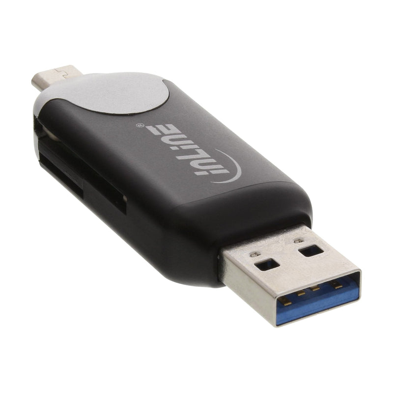 Inline Card Reader USB Otg With Interfaz Double USB 3.0 And Micro USB 2.0 Sdxc And Microsdxc