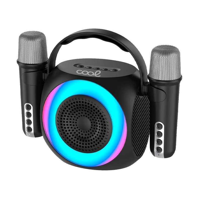 Speaker Cool Bluetooth Universal Musica 6W Mini Karaoke Party + 2 Microphones Black