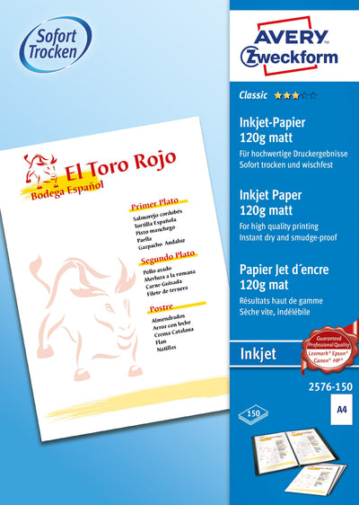 Avery Zweckform Paper Fotográfico 2576-150 Din A4 Matte 120G Qm 150 Hojas — image 1