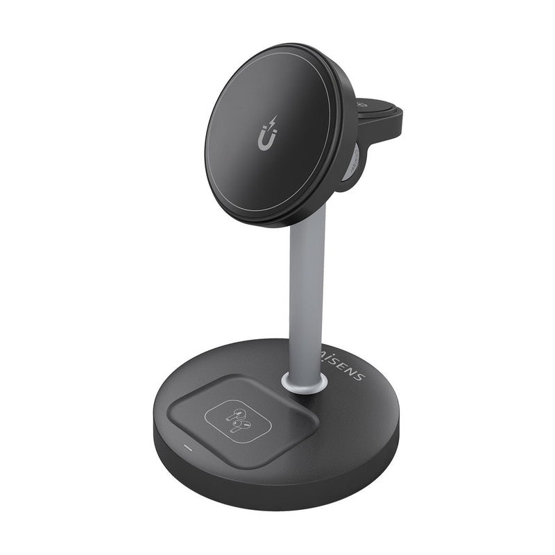 Aisens Charger Wireless USB-C 4 1 15W Mobile Phone Apple Watch, Headphones With Case Charging Black
