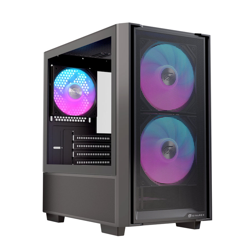 Einarex PC Case Micro-atx PM150 Gaming RGB USB 3.0 USB-C Black