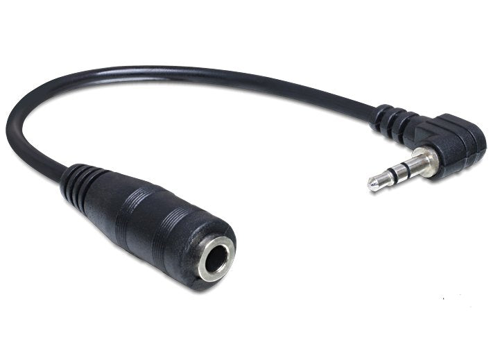 Delock Cable Audio Jack 2.5MM Acodado a Jack 3.5MM M/H 3 Pin 0.14M Black 65397