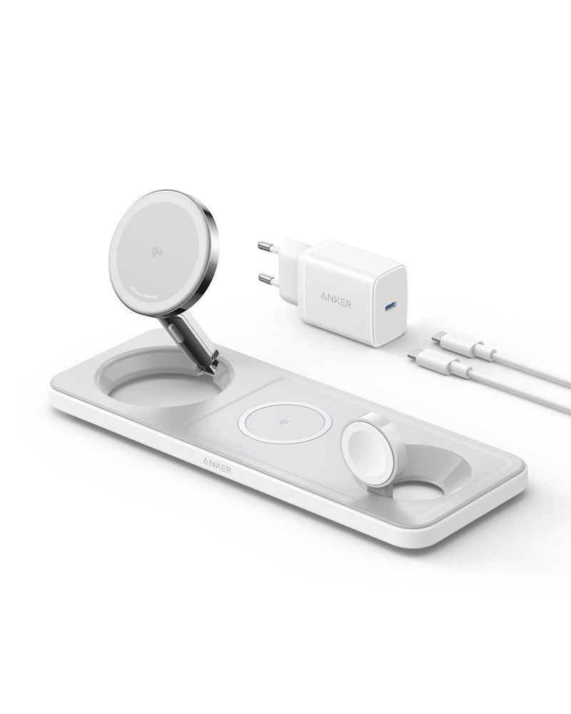 Anker Charger Maggo Magnetic Wireless Charger (15W 3-IN-1 Pad White)