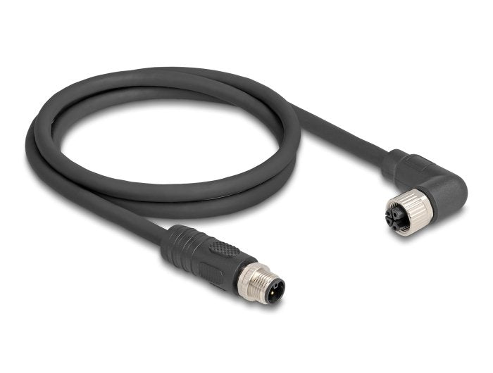 Delock M12 Cable L-kodiert 4 Pin Connector Male Recto a Connector Female Derecha Angulado Pur Schleppkettentau