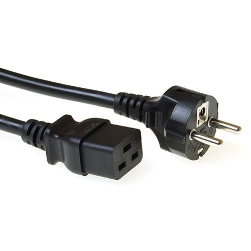 Powercord Mains Connector Schuko Cee 7 Male (straight) - C19 IEC 60320 Black 5M