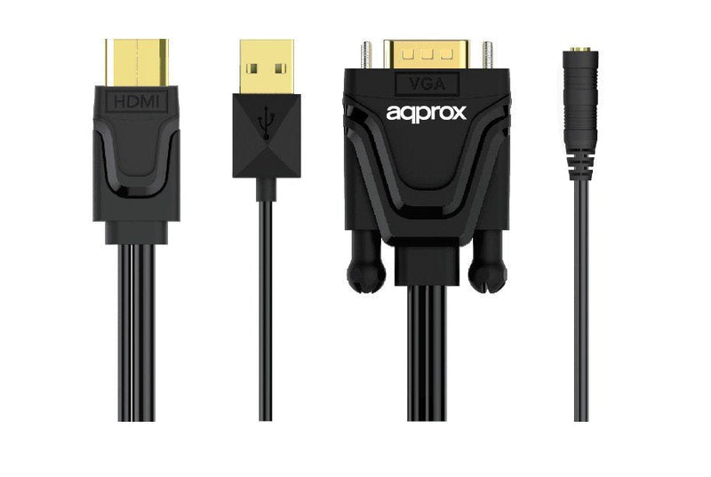 Approx Adapter HDMI a VGA APPC22 With Output Audio 3.5MM Resolution 1920X1080 60HZ Transmite Audio And Vadeo