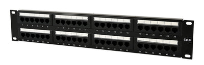 Gembird 19'' Patch Panel 48 Port 2U CAT.6 Black — image 1