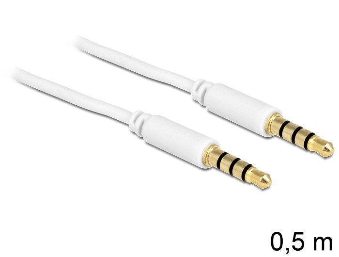 Delock 3.5MM - 3.5MM, 0.5M Cable Audio 0,5M 3,5MM White