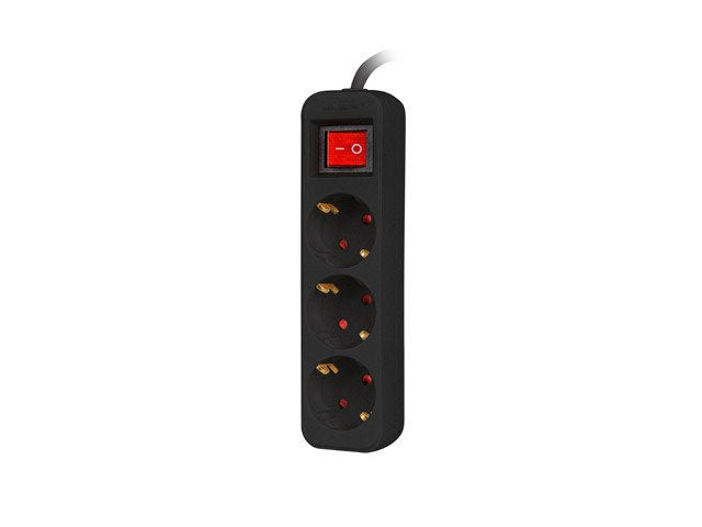Lanberg Power Strip 3 Sockets Schuko With Protecion Black 1.5M