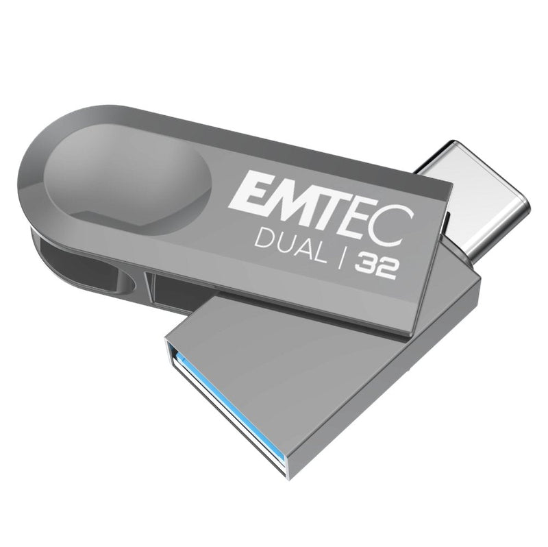 Emtec D280 Dual Unit Flash USB 32GB USB Type-a / USB Type-c 3.2 Gen 1 (3.1 Gen 1) Silver