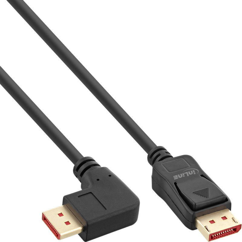 Inline Cable DisplayPort 1.4, 8K4K, Ángulo Recto, Black/Gold 3M