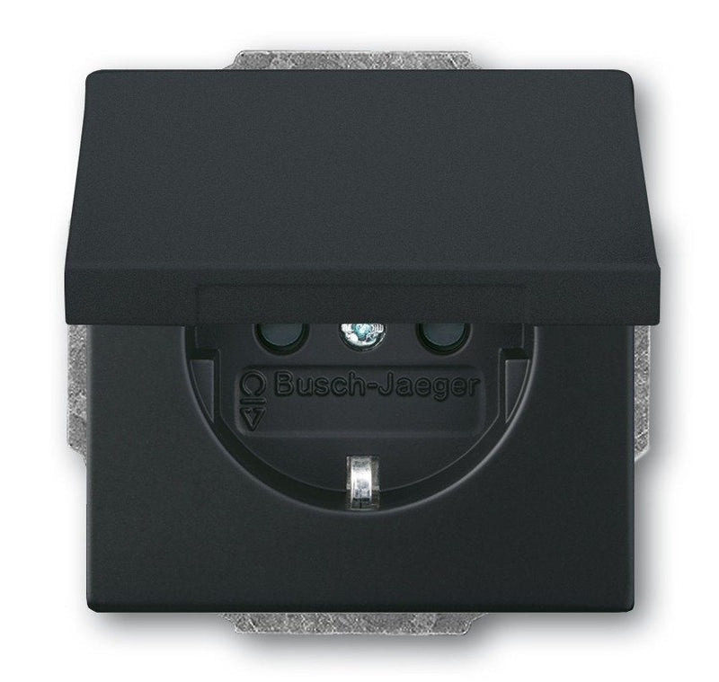 Busch Jaeger Bj 20 EUK-885 Socket Power M.tapa Abatible Future Linear Black Matte