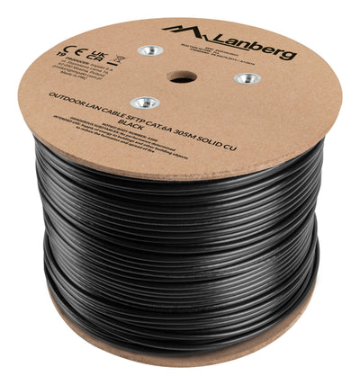 Cable LAN SFTP KAT.6A 305M Drut Outdoor Cu Fluke Passed Czarny — image 1