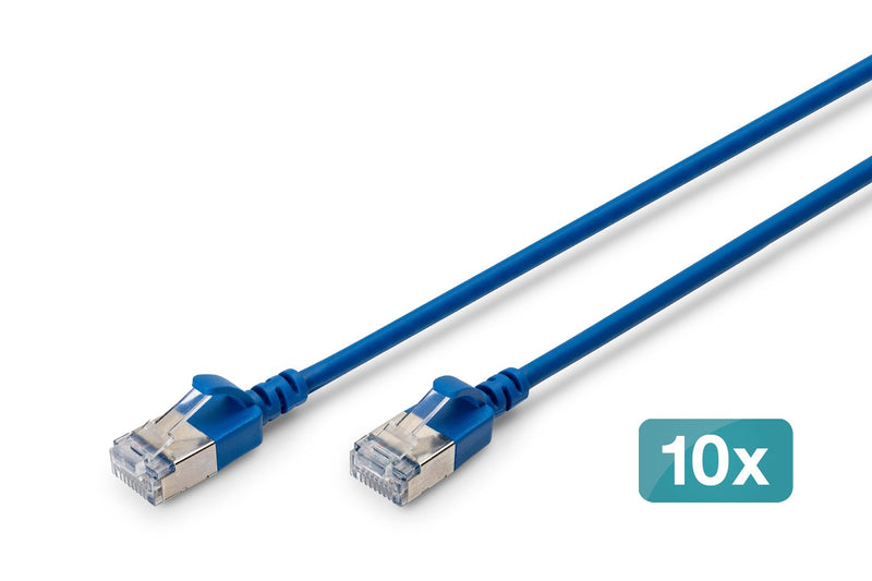 Digitus Network Cable CAT.6A F/FTP Slim 0,30M Blue 10 Units