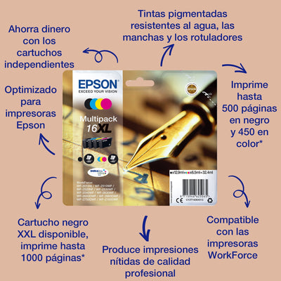Epson 163.1 Mlamarillooriginalblster With Alarm Rfcartucho Tintapara Workforce WF-2010, WF-2510, WF-2520, WF-2 — image 1
