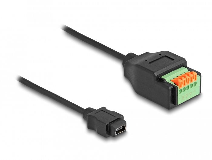 Delock Adapter USB 2.0 , Connector Mini-usb Bloque Terminals 5 Pines Black 15CM