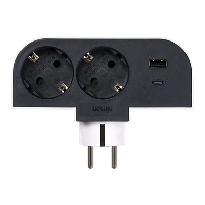Adapter Rotating Schuko 2 Sockets + USB a + C 30W 16A 250V~ — image 1