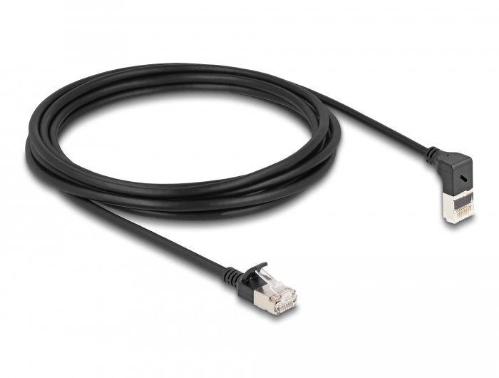 Delock Network Cable RJ45 CAT.6A S/FTP Slim 90° Oben Angular / Gerade 3M