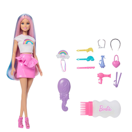 Muñeca Hair Destellos Arcoiris Barbie — image 1