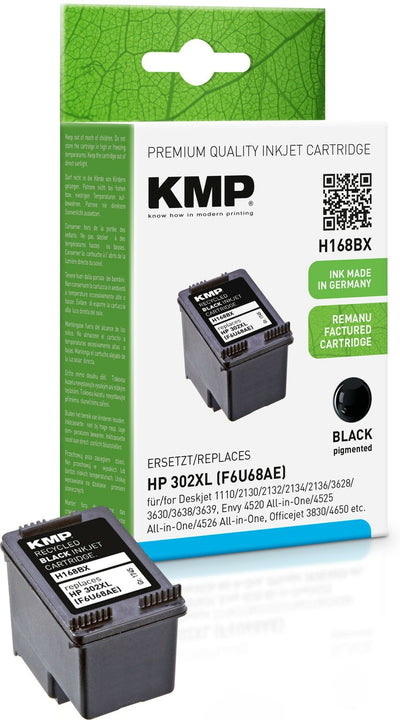 Kmp Cartridge HP F6U68AE NR.302XL Black 550 S. H168BX Refilled — image 1