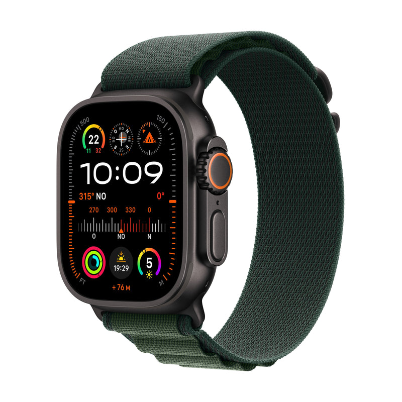 Apple Watch Ultra 2 GPS + Cellular 49MM Black Titanium Case With Dark Green Alpine Loop - Small