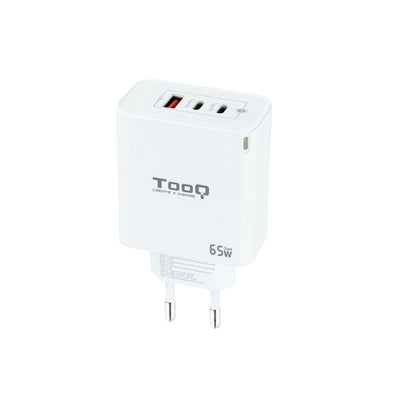 TooQ Wall Charger GaN 2 USB-C/Pd + USB-A/Qc 65W - White — image 1