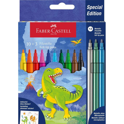 Faber-castell Edition Dinosaurios Pack 13 Markers Colours - 10 Colours Clasicos + 3 Colours Metalizados - — image 1