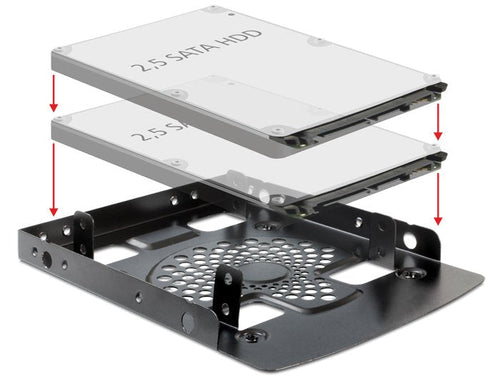 Delock Frame Installation 3.5 2X 2.5 Hdds Metal Black — image 1