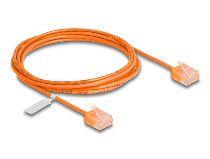 Delock RJ45 Network Cable CAT.6 UTP Ultra Slim 2M Orange With Kurzen Machon