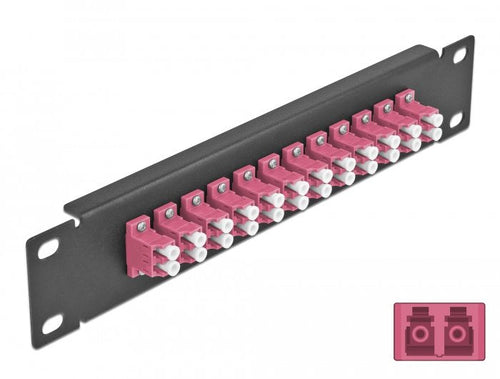 Delock 10 Patch Panel Fibre Optic 12 Ports Lc Duplex Violet 1 U Black — image 1