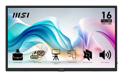 Msi Pro MP165DE E6, Monitor LED 39,6CM (15,6 Pulgadas), Black Fullhd, Ips, Hdmi, Usb-c, Speakers 9S6-3PE50M-00 — image 1