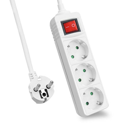Helos Power Strip Classic, 3 Sockets White 1,5M, With Switch — image 1