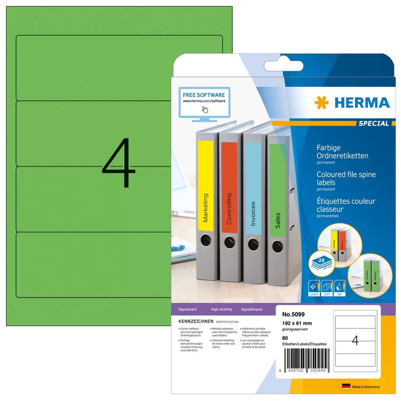 Herma Labels Ring Binder 61,0 X 192,0MM Green