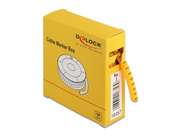 Delock Marcador Cables Box, Nr: 3, Yellow 500 Units