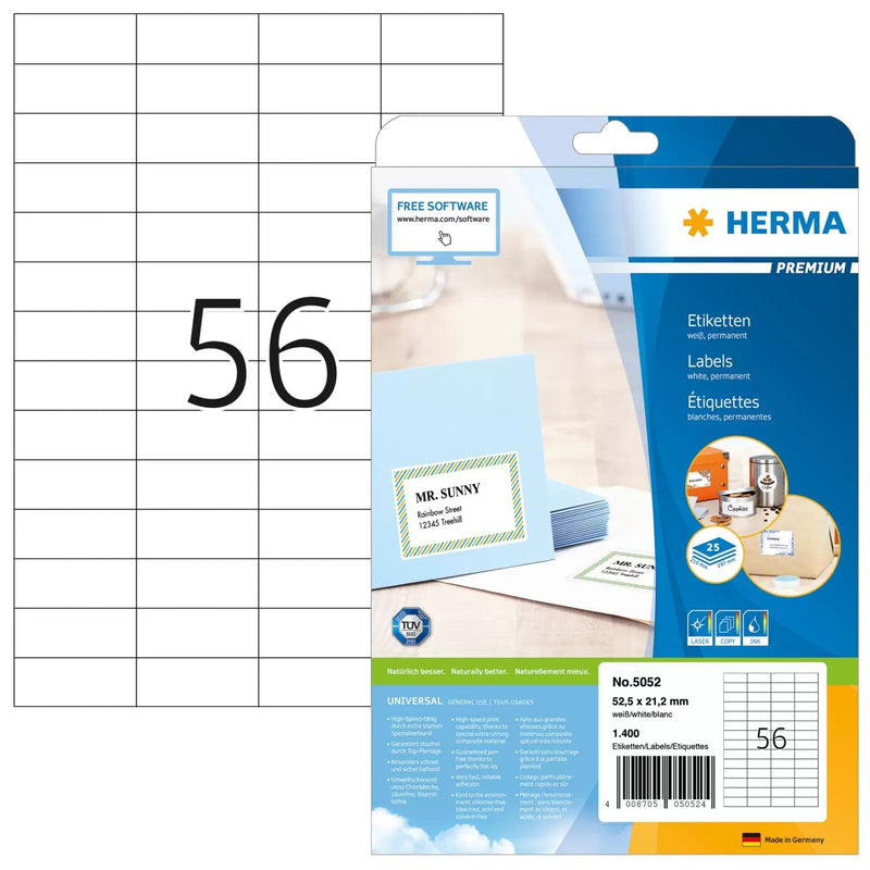 Herma Labels A4 White 52,5X21,2MM Paper Matte 1400 Units