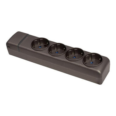 Base Múltiple 4 Sockets 2P + T Schuko, 16A 250V~, Graphite — image 1