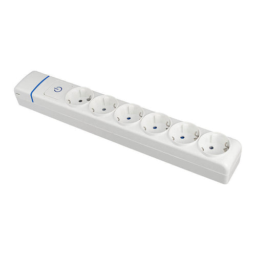 Solera Base Múltiple 6 Sockets 2P + T, 16A 250V. With Switch Luminoso. 8006PIL — image 1