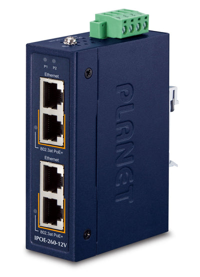 Planet Industrial 2-PORT 10/100/1000T Gigabit Ethernet (10/100/1000) Energía Sobre Ethernet (PoE) Blue — image 1