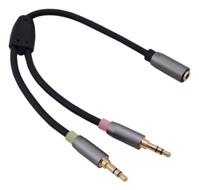 Helos Cable Adapter , Connector Jack 3,5MM / 2 Connectors Jack 3,5MM, Premium, Black — image 1