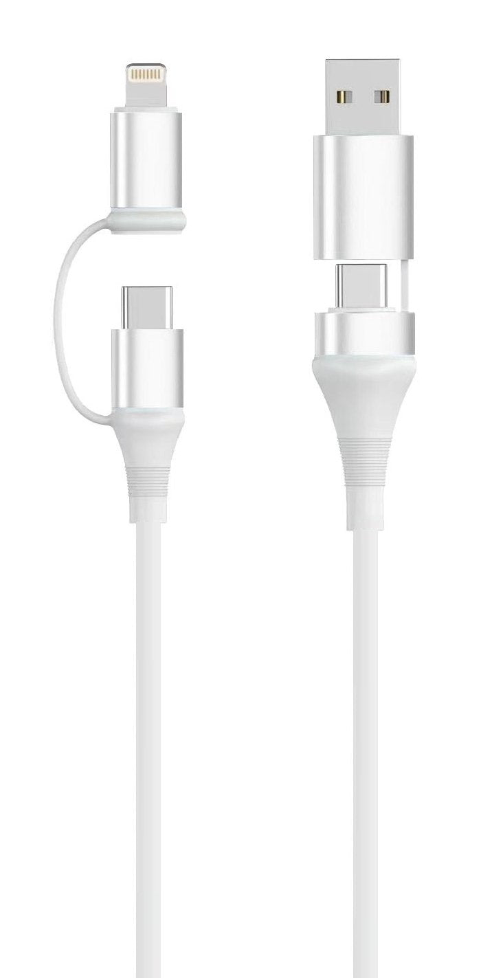 Ewent Cable EC1075 USB-C 4 1 - 60W - 1 Tape Measure - Usb-c, Usb-a, Lightning - White