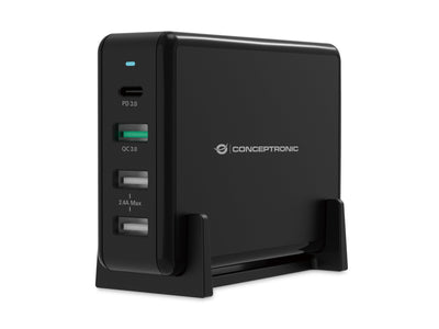 Conceptronic Charger USB Quick Charge PD 4 Ports 3 Ports USB-A 1 Port USB-C 65W — image 1