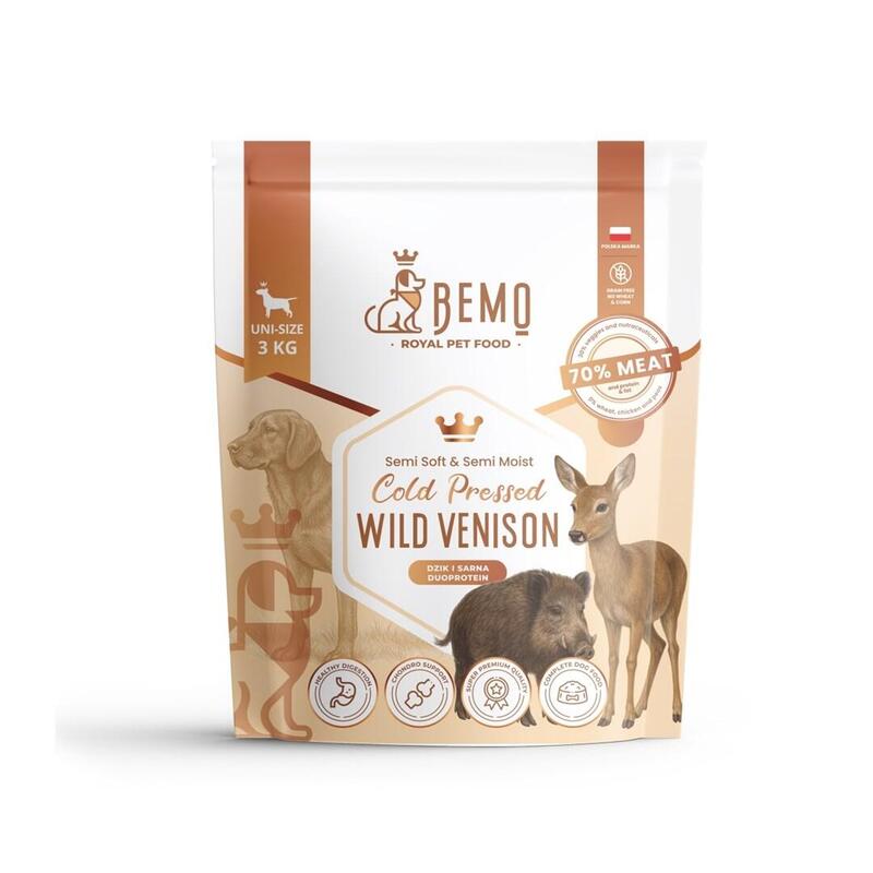 Bemo Cold Pressed Wild Venison - Comida Mascotas Tloczona Na Zimno Perros Z Dziczyzna I Sarnina 3KG