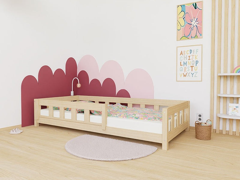 PLOTTY Single Bed with Front Safety Rail – 120–140 cm Wide