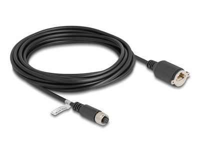 Delock M12 Cable A-kodiert 8 Pin Female a RJ45 Female CAT.5E FTP 5M Black — image 1