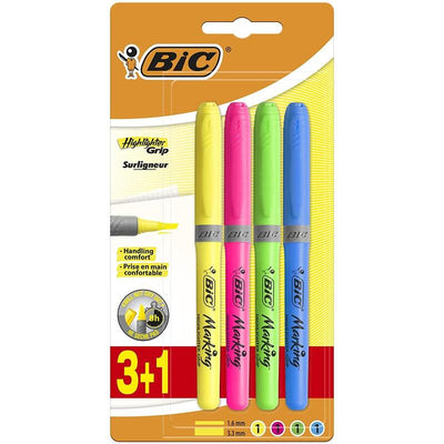 Bic Highlighter Grip Pack 4 Marcadores Fluorescentes - Ink With Base Water — image 1