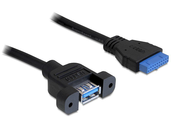 Delock 0.5M USB 3.0 F/F USB Cable 0,5M USB a Idc Black