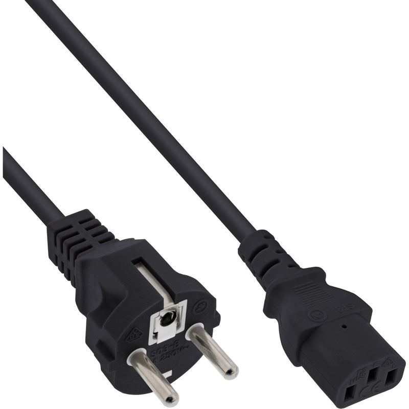 Inline Cable Power , Schutzkontakt Directo a 3 Pines IEC C13, Black H05VV-F, 3X0,75MM², 0,5M
