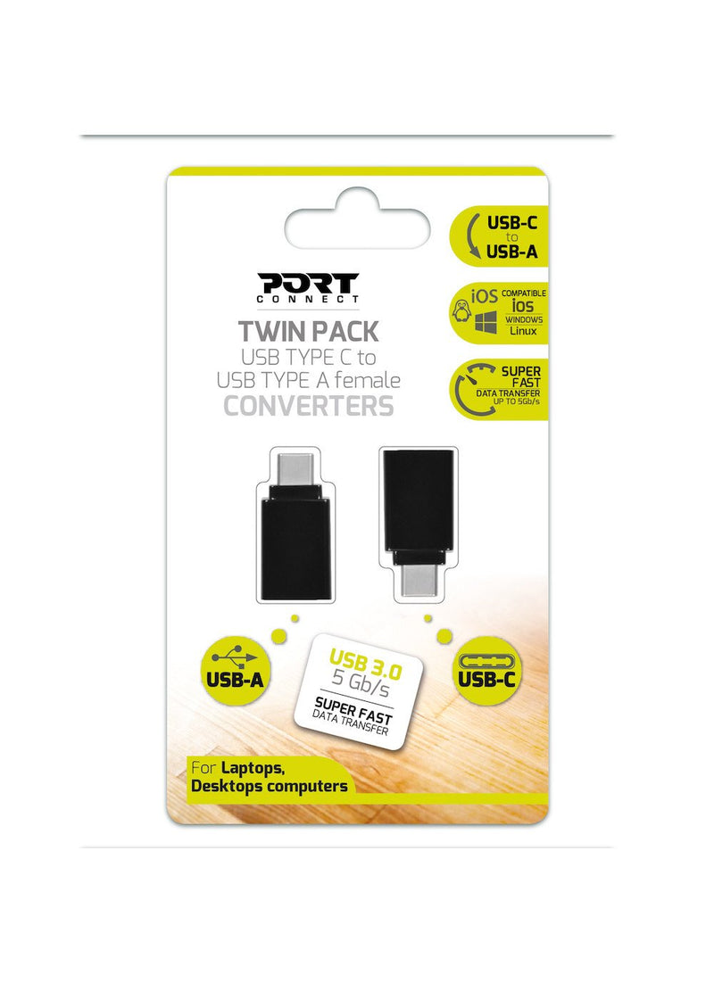 Port Designs Adapter USB Type-c a USB-A - Dual Pack 900142